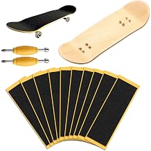 10 Pack Fingerboard Foam Grip Tape, Maple Wooden Fingerboard 100x34mm with Screwdriver, Mini Skateboard Grip Tape Anti Slip Stickers for Professional Finger Skateboard Enthusiasts