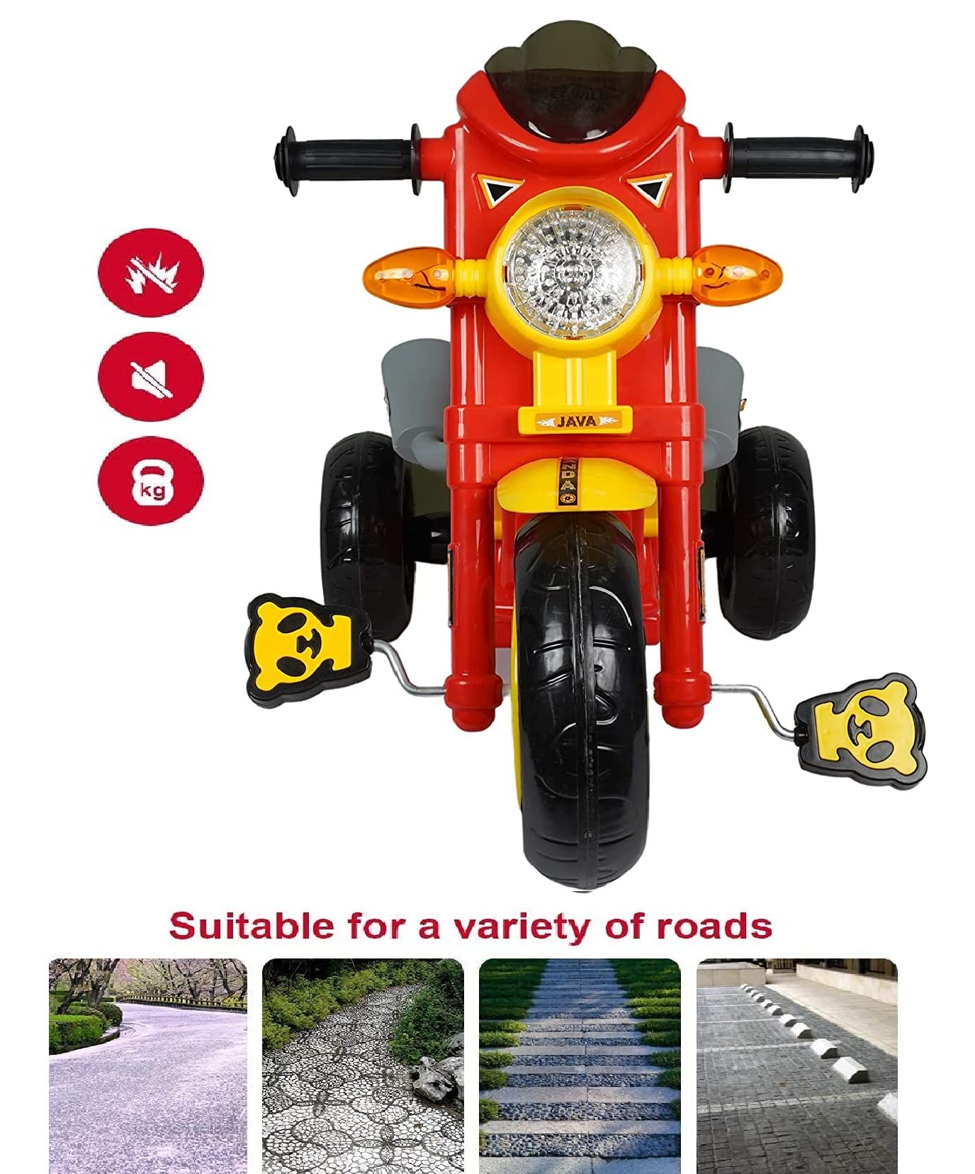 JoyRide Mini Bullet Scooter for Kids Plug & Play with Head Light Cushion Seat High Java Tricycle Smart Design Ride On Tricycle RED