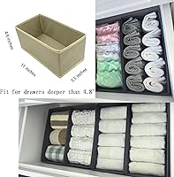 Vista 5 de Sock Drawer Organizer 3 Pack - Collapsible Fabric Storage Bins for Underwear Divider, Small Closet Organizers with 3 Compartments, Khaki