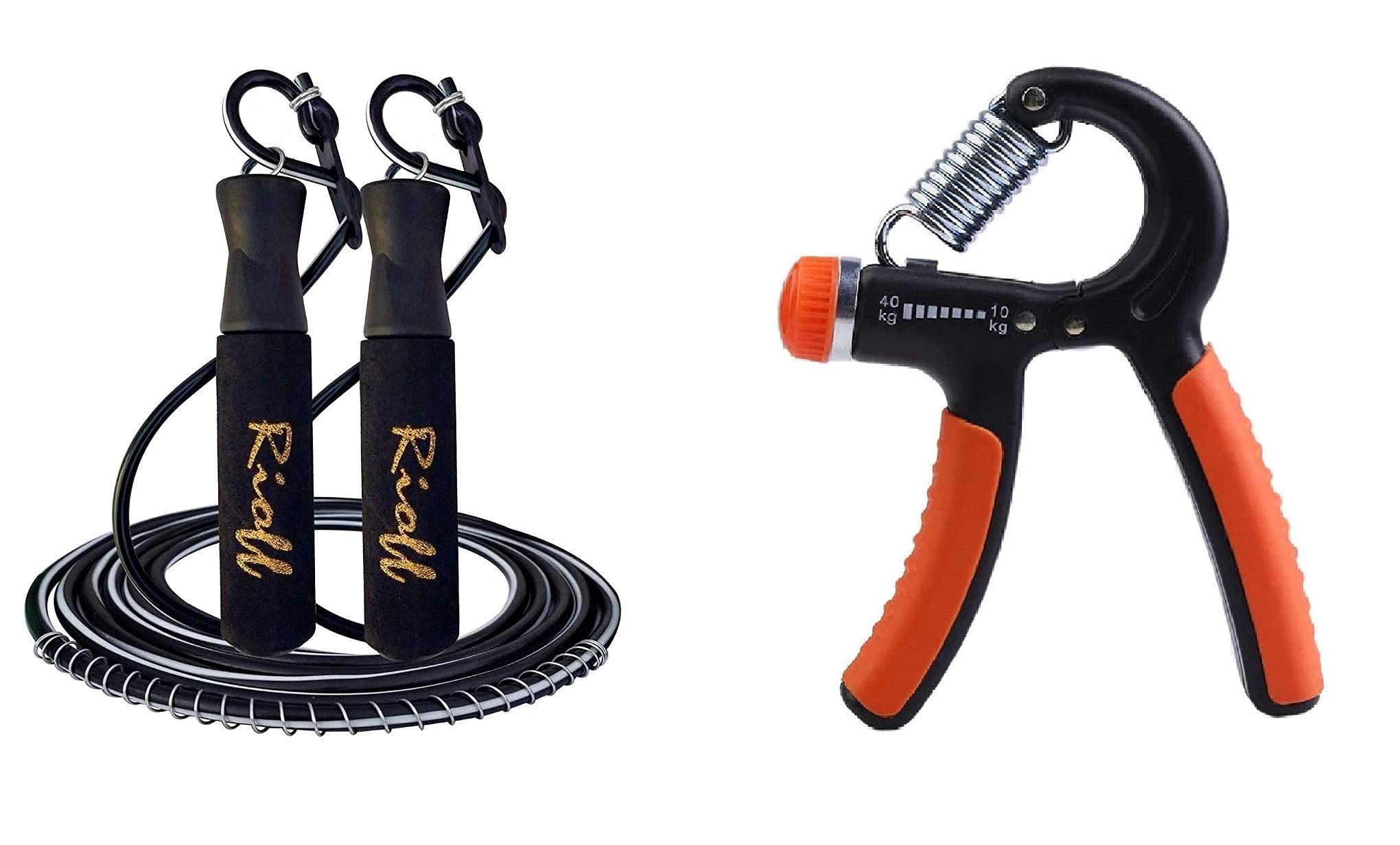 Rioff® Sports Skipping Rope and Hand Gripper Combo Pack for Men Gym Women Weight Loss (Black) (B09C6BT87T) Amazon Price History, Amazon Price Tracker