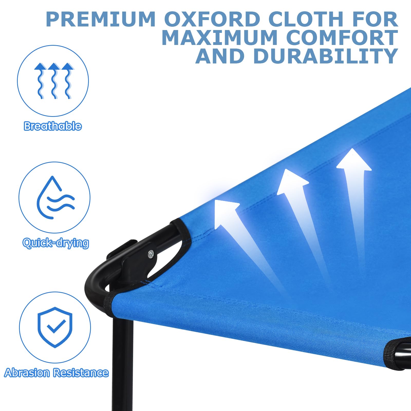 KOMFOTTEU Lit de camping pliable avec cadre en métal et tissu Oxford, lit pliant unique jusqu'à 150 kg pour extérieur, camping, jardin, 191 x 56 x 31 cm, bleu