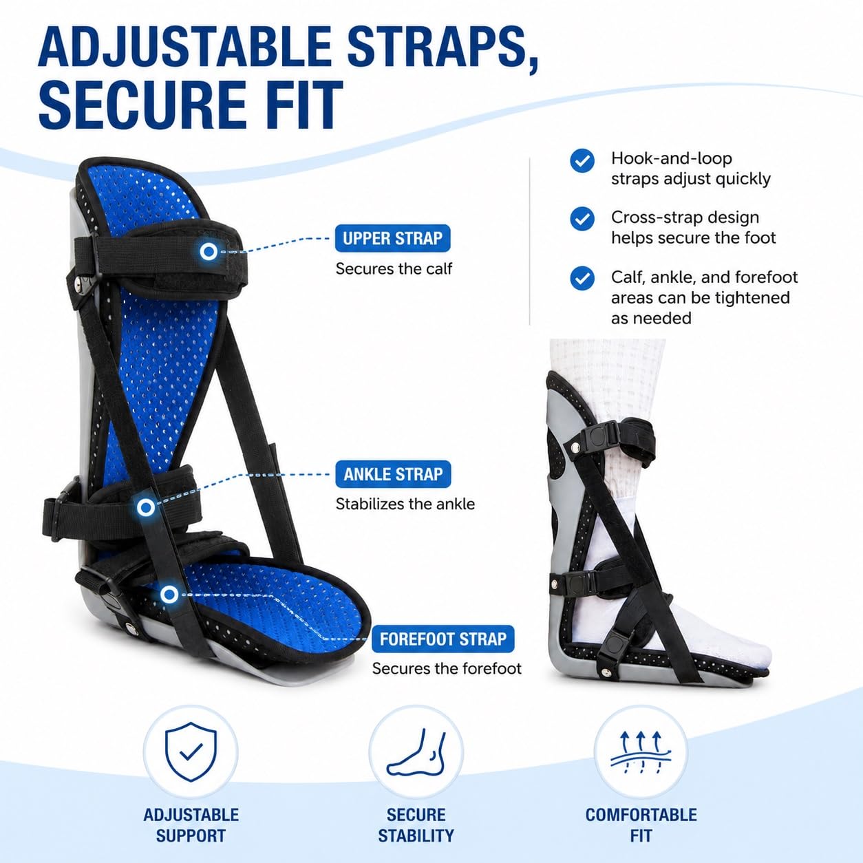 Genérico Férula AFO para pie caído - con correas ajustables, para deporte y caminar a diario, Modelo CJDW1026 (M)