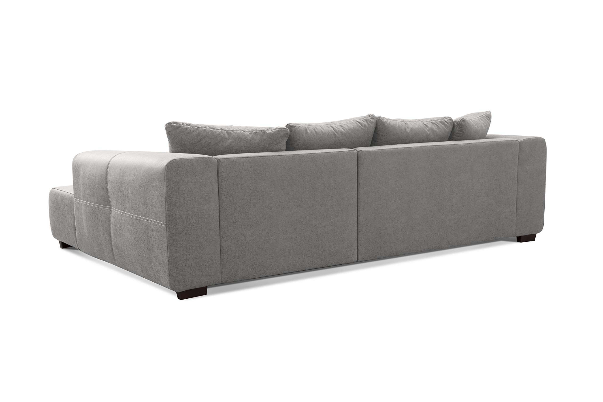 CAVADORE Mavericco Canapé d'angle XXL avec Coussin Gris 285 x 69 x 170 cm