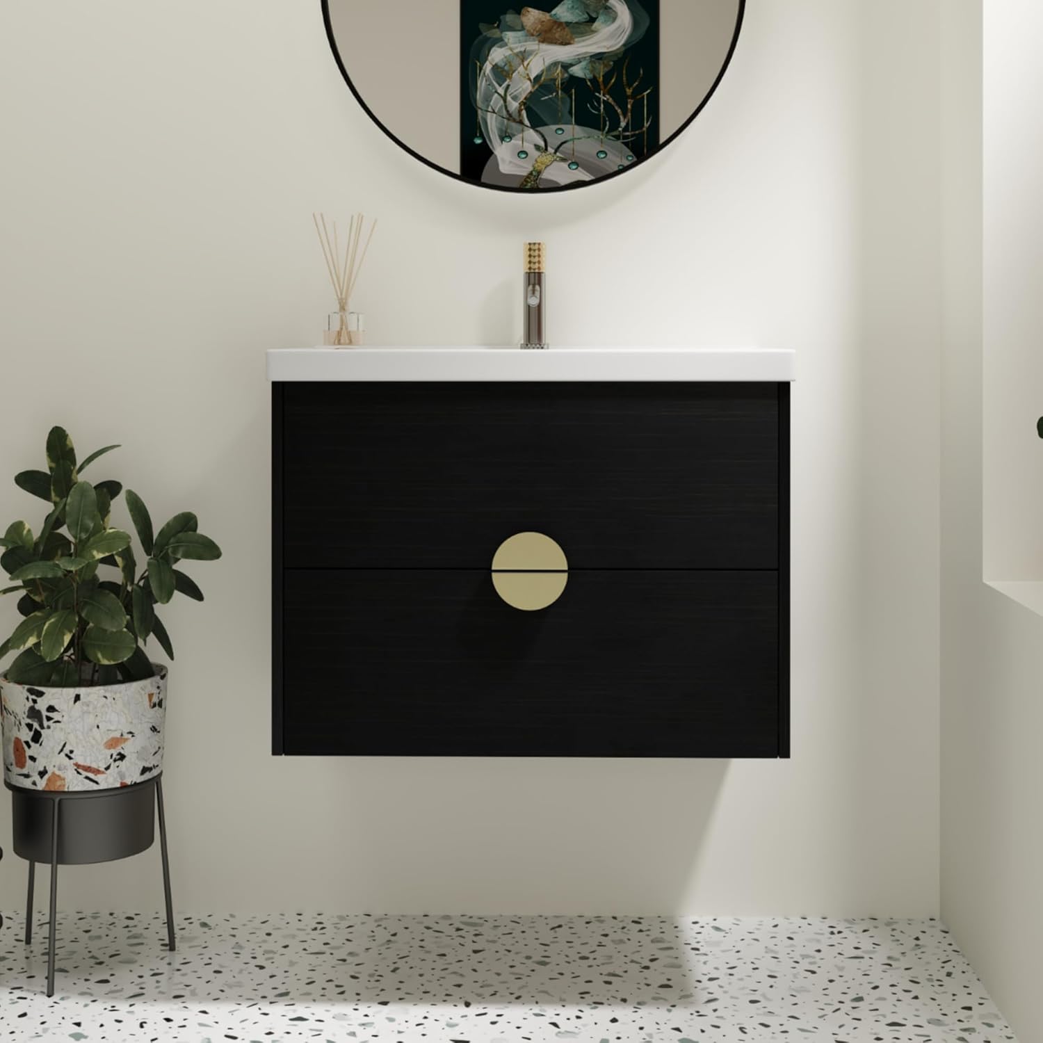 Amazon.com: Pvillez 28 inch Black Bathroom Vanity with Sink, Modern ...