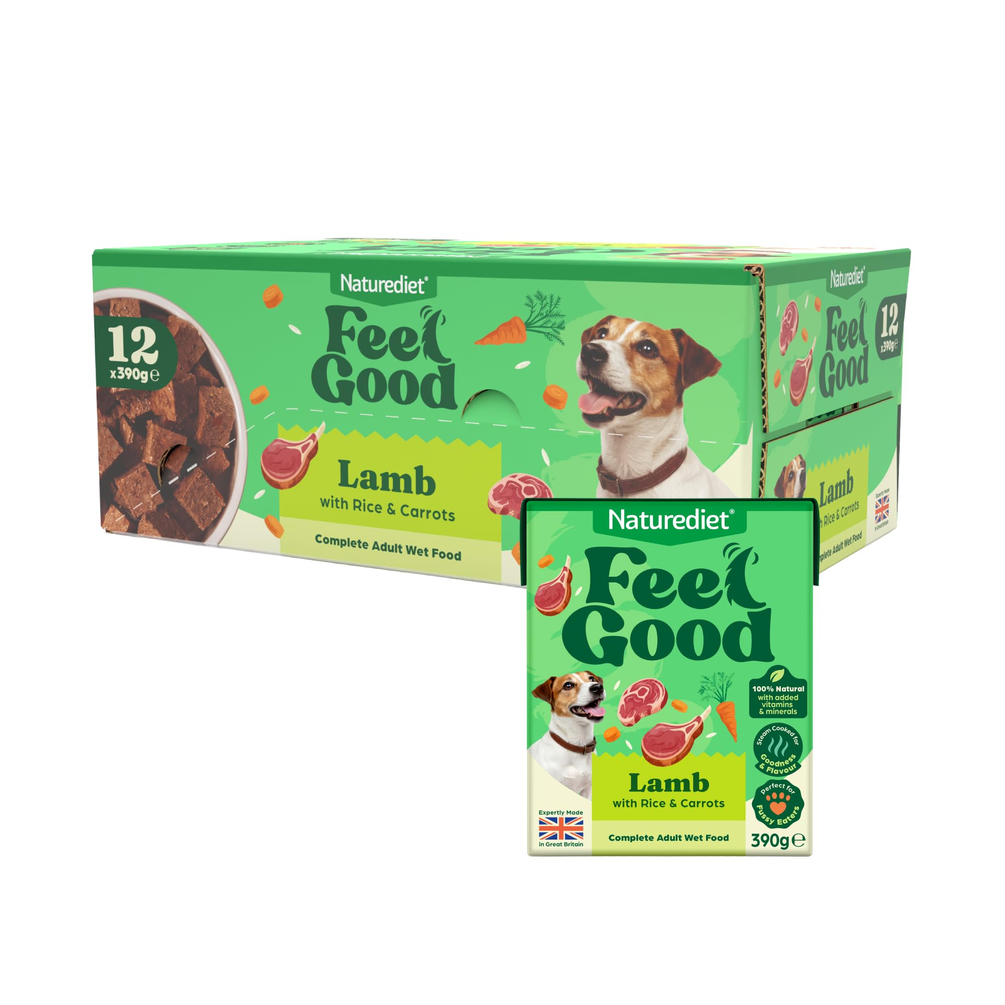 Naturediet Feel Good Wet Dog Food, Lamb 12 x 390g Packs
