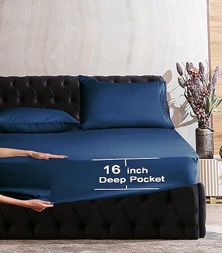 Miniatura 4 de Mocassi Juego de sábanas tamaño Queen, sábanas y fundas de almohada de lujo para hotel de 1800 Premier, sábanas ultrasuaves, transpirables y