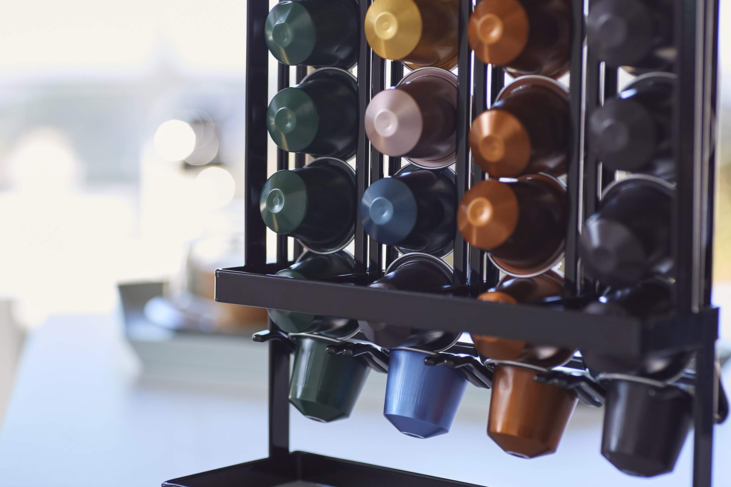 YAMAZAKI 3896 TOWER Coffee Capsule Holder S, black, Steel, 17.5 x 8 x 36 cm