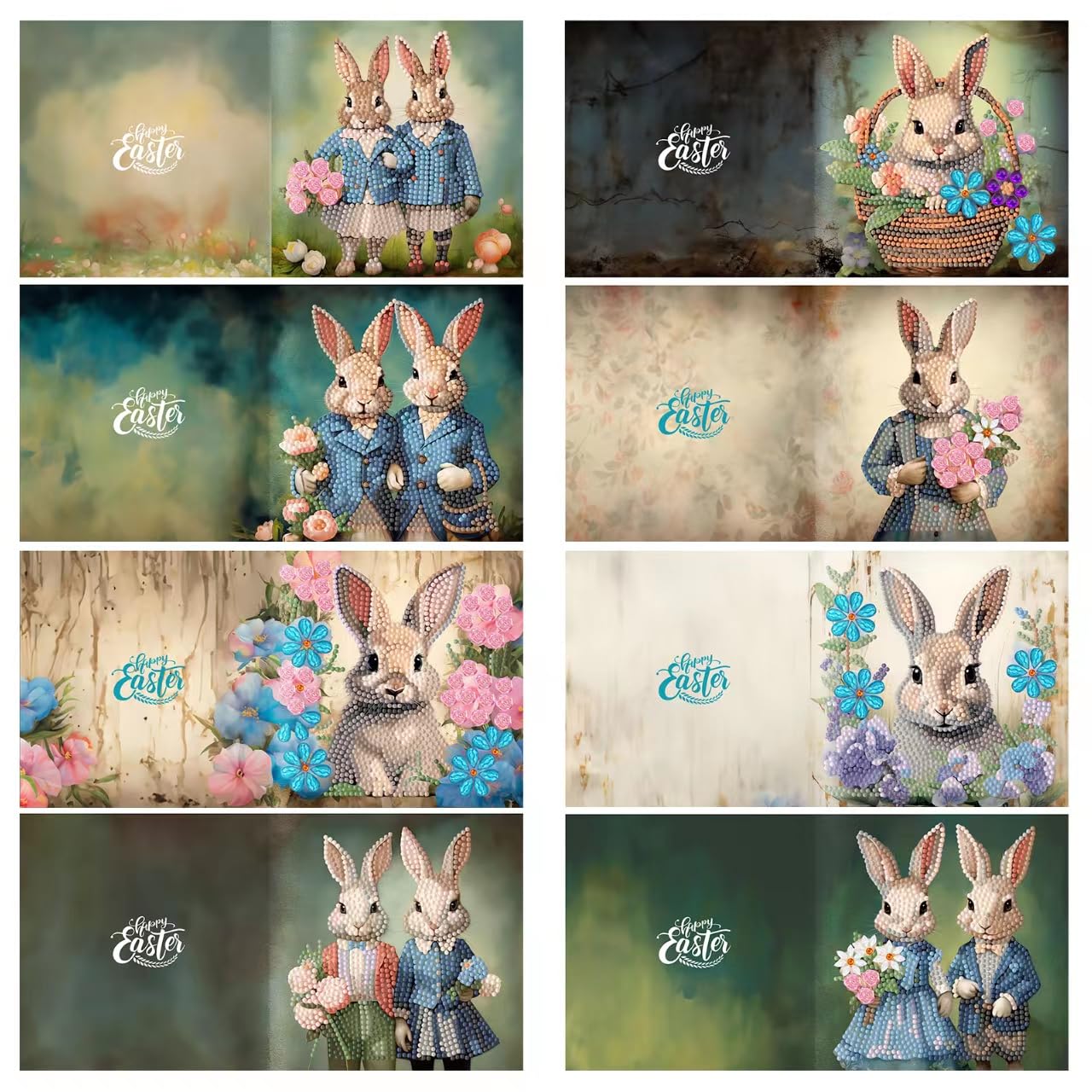 ycyingcheng 5D Rhinestone Easter Greeting Cards, Diamond Painting Xmas Cards with Postcard