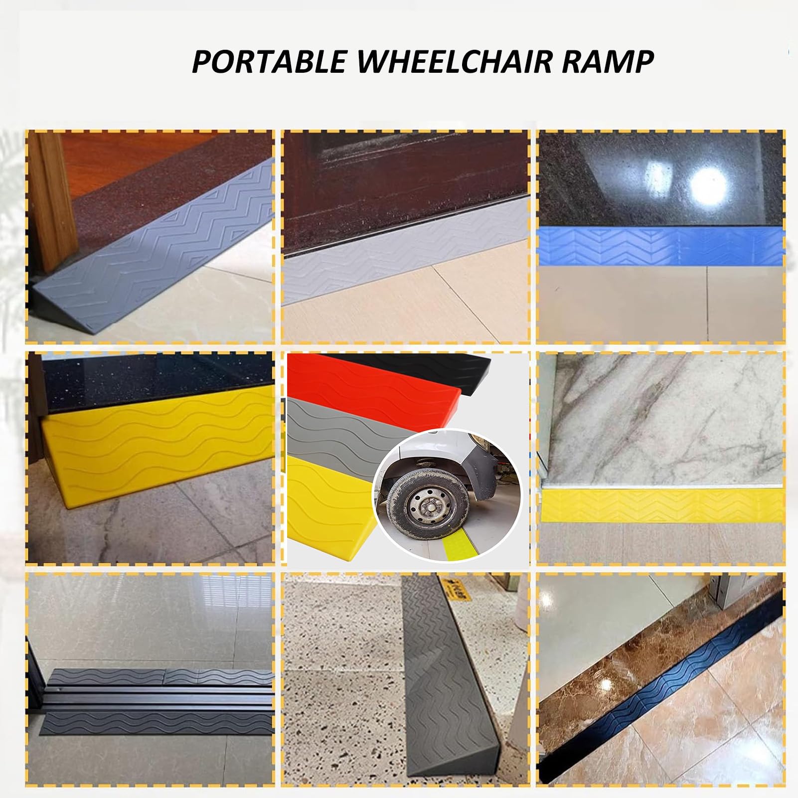 Negro,100 * 13 * 6 cm,Puerta Umbral Rampa, Acceso Umbral Rampas para Sillas De Ruedas para Barrer Robots Bicicletas Scooters Equipaje