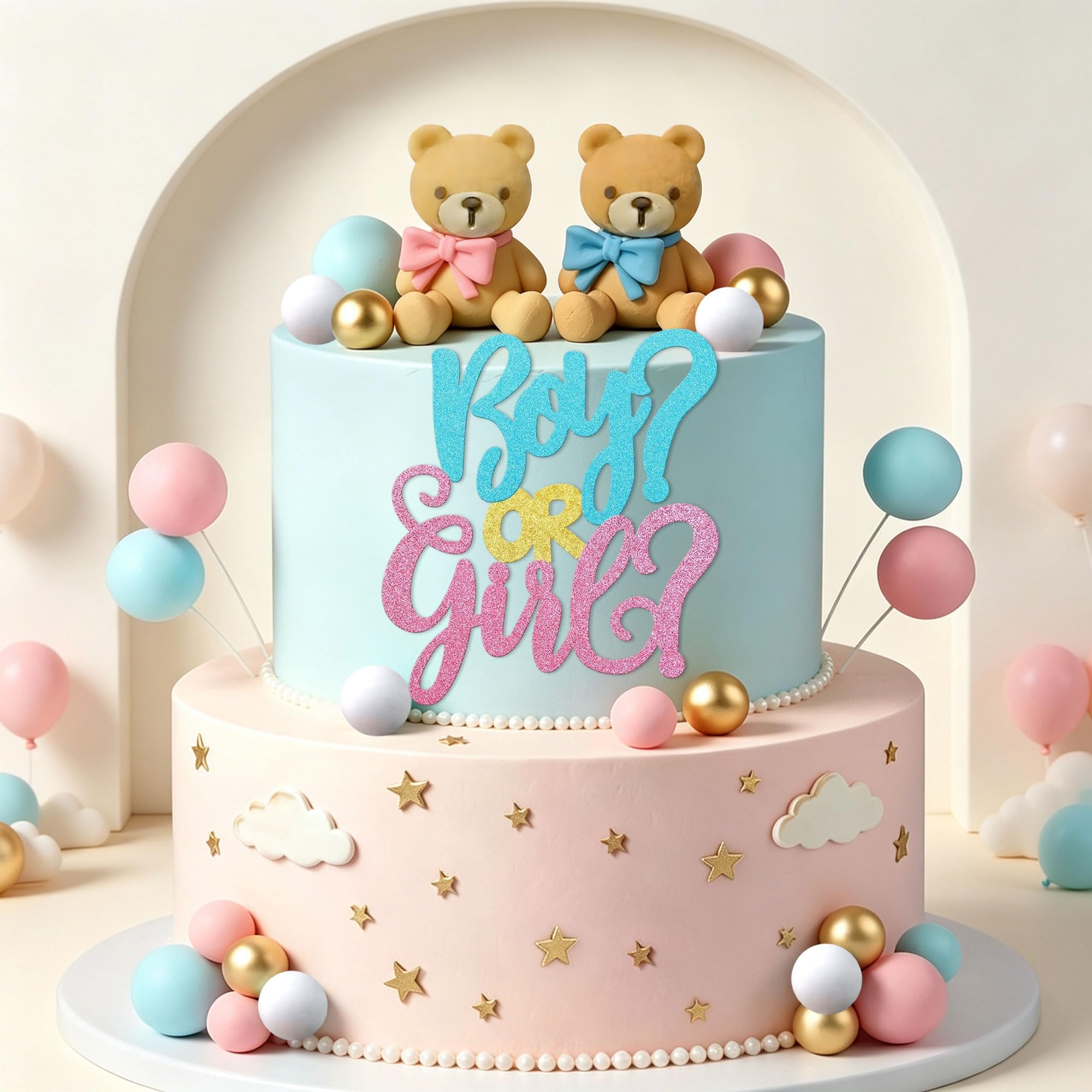 Pink Blue Gender Reveal Cake Toppers Boy or Girl Cake Decoration