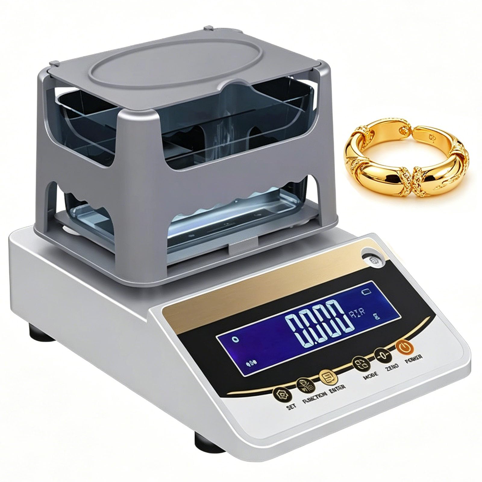 FXNFXLA Digital Gold Density Meter, Gold & Silver Purity Tester, Digital Specific Gravity Analyzer for Precious Metals, Jewelry Authenticity Analyzer, for Gold, Silver, Palladium, Platinum 620g/0.01g