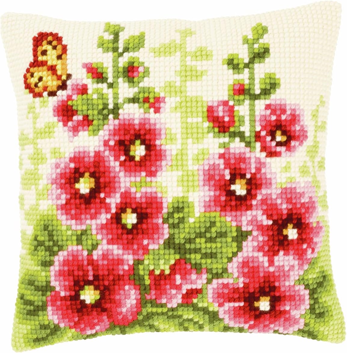 Vervaco PN-0143709 Canvas Delphiniums & Butterfly Cushion Front Cross Stitch Kit