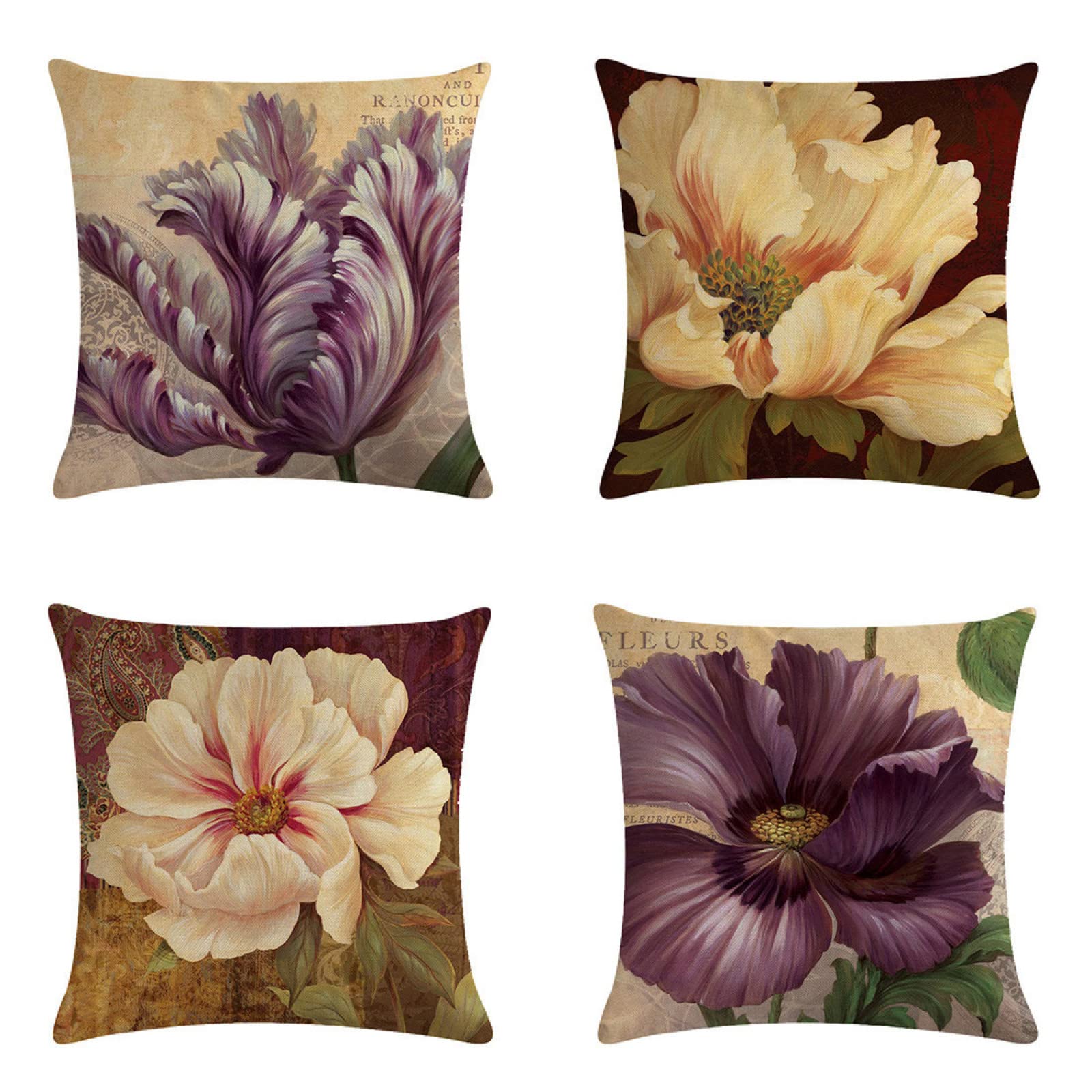 Taie d'oreiller 60x60cm fleur mauve pour décorer votre canapé moderne