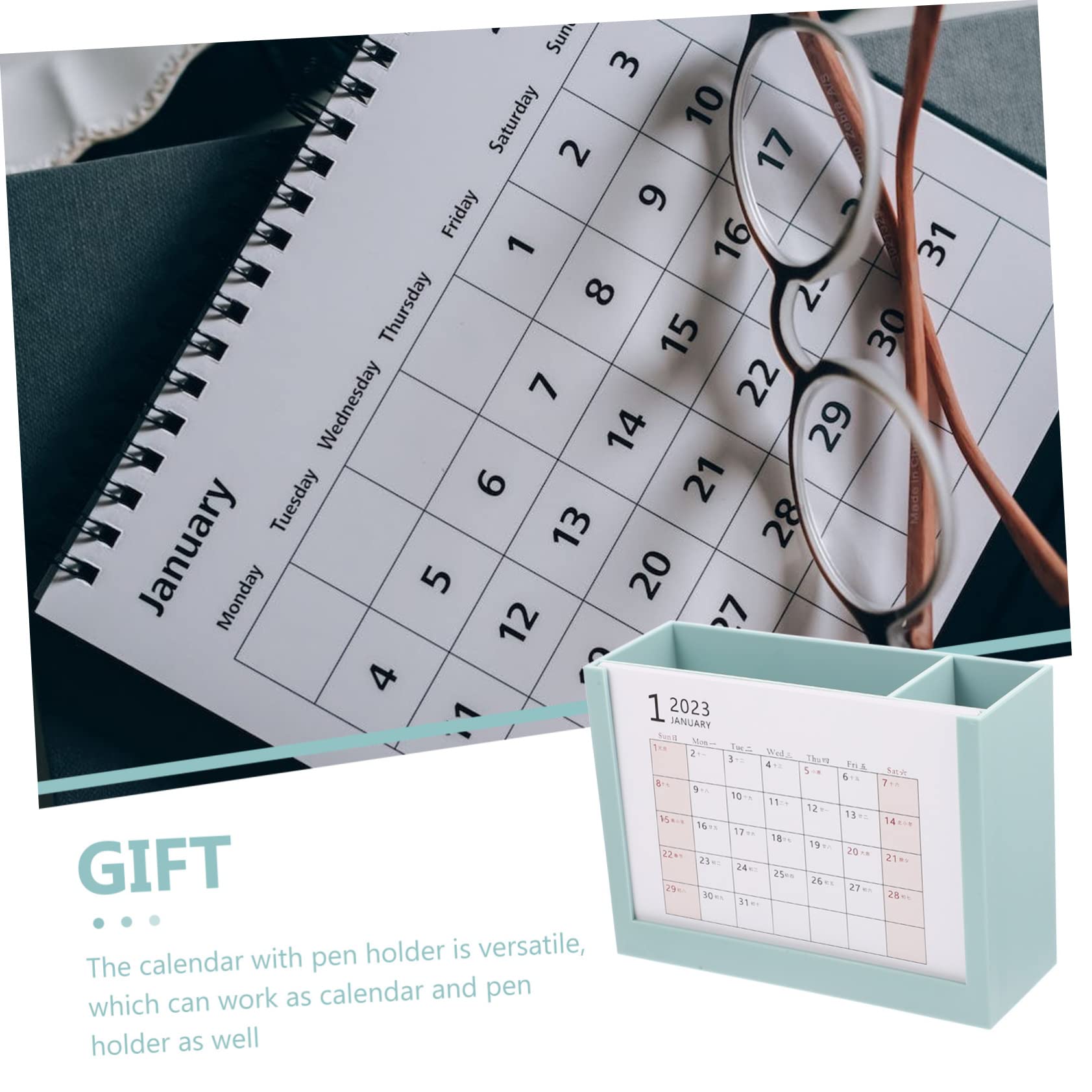 VILLCASE 3 Stück 2023 2023 Stifthalter-Tischkalender Mini-Tischkalender Schreibtisch-Container Tageskalender storage boxes aufbwahrungs-box vielseitiger Bürokalender Desktop-Container p.s
