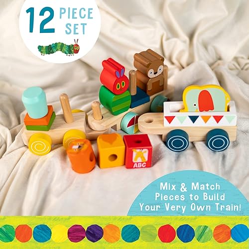 Miniatura 3 de KIDS PREFERRED World of Eric Carle The Very Hungry Caterpillar - Juego de tren de madera, 12 piezas