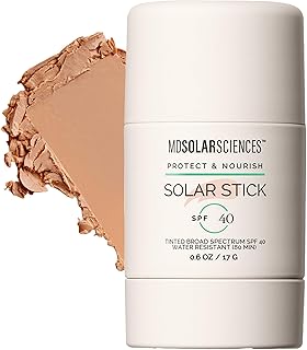 MDSolarSciences Solar Stick SPF 40 – Water-Resistant Mineral Sunscreen – Broad Spectrum UV Protection – Blendable Zinc Oxide Travel Stick – Smooth, Sheer and Natural Matte Finish, 0.6 Oz