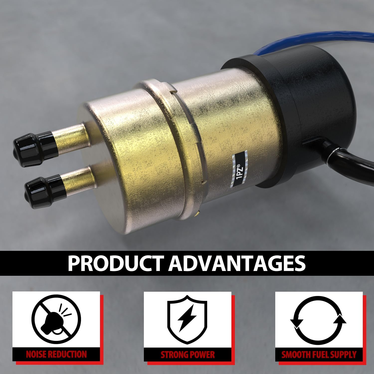 1PZ MUK-D8F 49040-1055 12v Electric Fuel Pump for Kawasaki Mule 2510 3010 3000 3020 2500 2520 1000 (8mm In/Outlet) with 27034-1053 Fuel Pump Cut Off Relay
