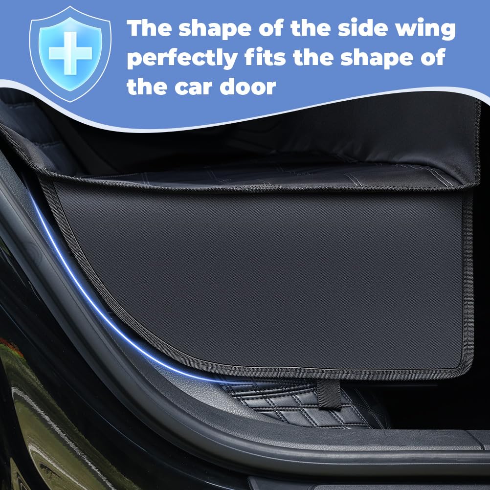 KYG Copertura per cani per sedile posteriore dell'auto 4 in 1, sedile posteriore con protezione laterale, 100% impermeabile, antigraffio e antiscivolo, per auto, camion e SUV, 135 x 147 cm, nero