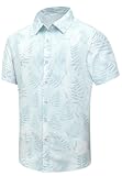 Hawaiian Shirt for Men, Unisex Summer Beach Casual Short Sleeve Button Down Shirts, Printed Palmshadow Clothing