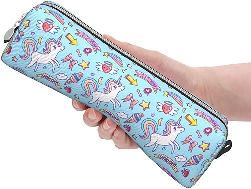 Miniatura 3 de UWNXPIW Estuche para lápices, estuche para lápices, organizador de unicornio, cremallera de cuero, multifunción para niñas, niños y adolescentes