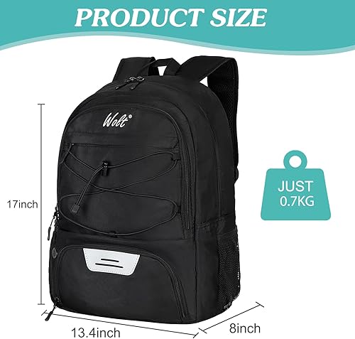 Miniatura 2 de WOLT - Mochila para balón de fútbol juvenil, bolsa deportiva con soporte para balón y compartimento para zapatos, para fútbol, fútbol americano,