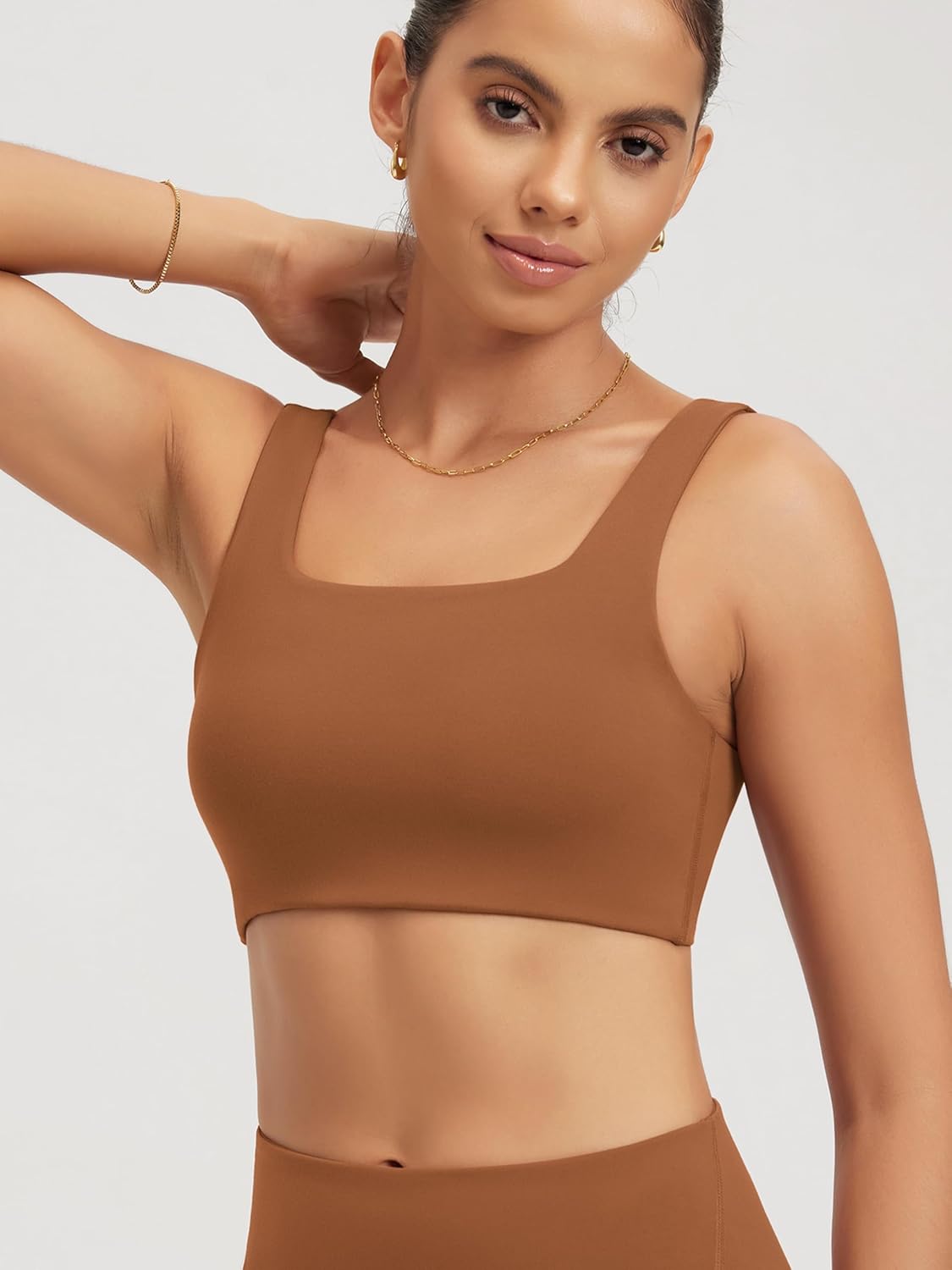 ODODOS Square Neck Sports Bra for Women Wirefree Non Padded Yoga Tank Workout Crop Tops - Image 2