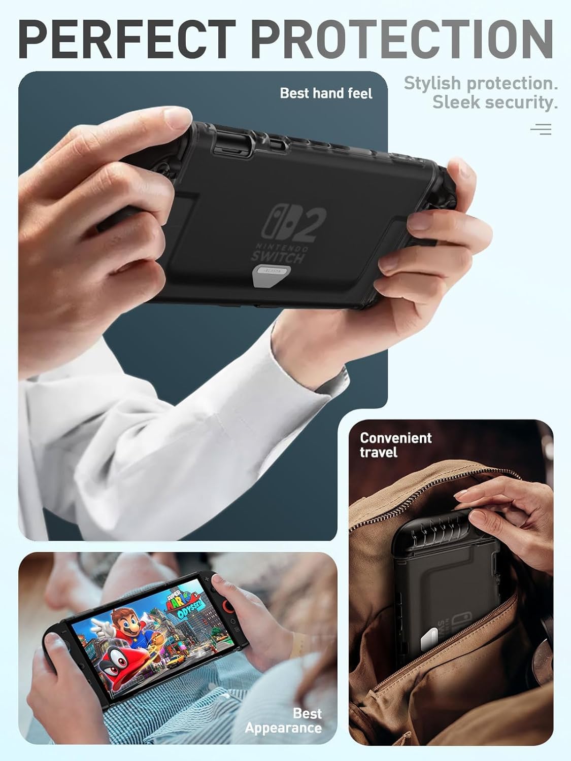 i-Blason for Nintendo Switch 2 Case 2025, Durable Slim Matte Clear Anti-Fingerprint Protective Hard Case with Dockable Comfortable TPU Grip Compatible with Controller & Docking Station - Black - Image 7