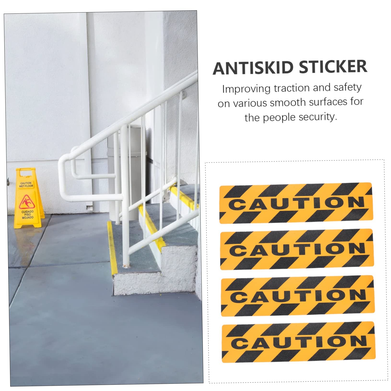 Cabilock Pegatinas Antideslizantes Para Escaleras De Advertencia Adhesiva Color Negro Y Amarillo Para Seguridad Y Escaleras La Y Previene Caídas 4 Piezas X 3