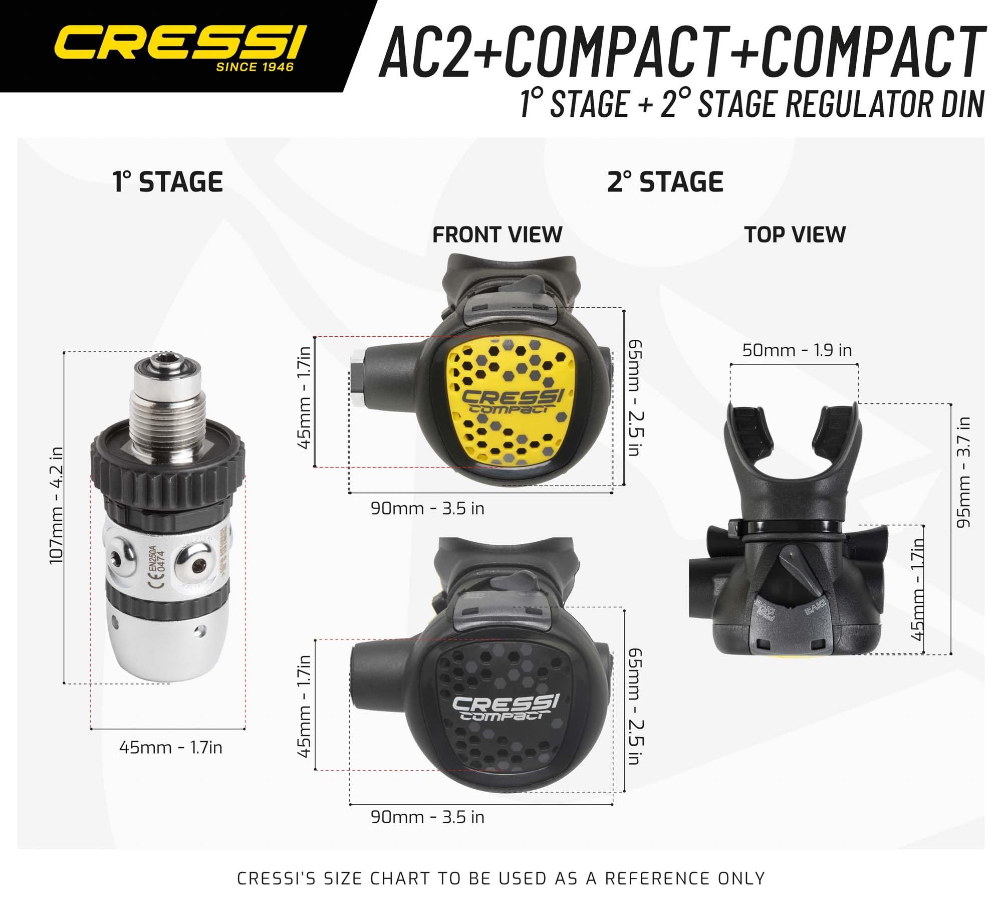 Cressi HY788051 - Set regulator de buceo XS COMPACT + AC2 DIN