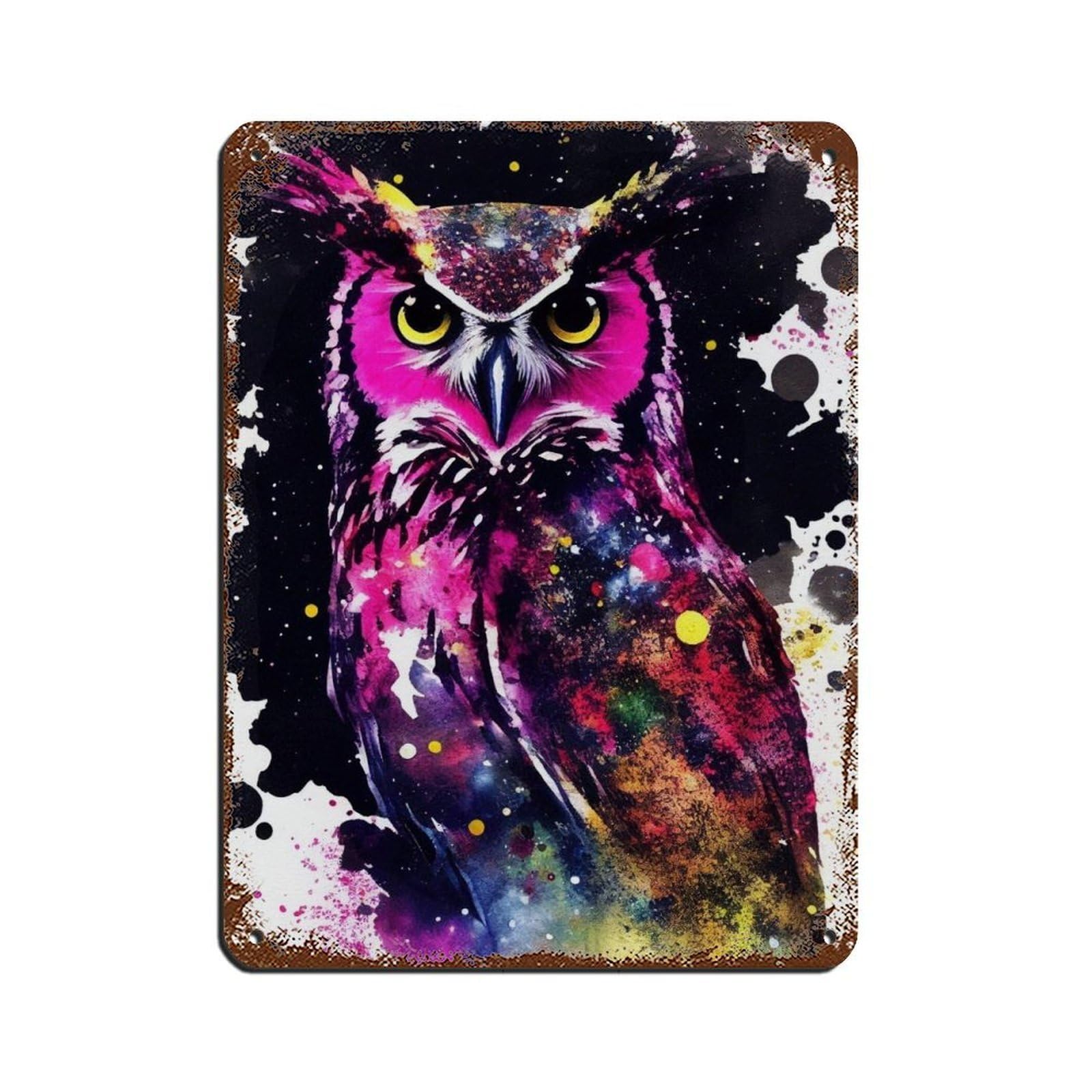 Watercolour Owl Portrait Poster（1） Retro Poster Metal Tin Sign Chic Art Retro Iron Painting Bar People Cave Cafe Family Garage Poster Wall Decoration 12x16inch(30x40cm)