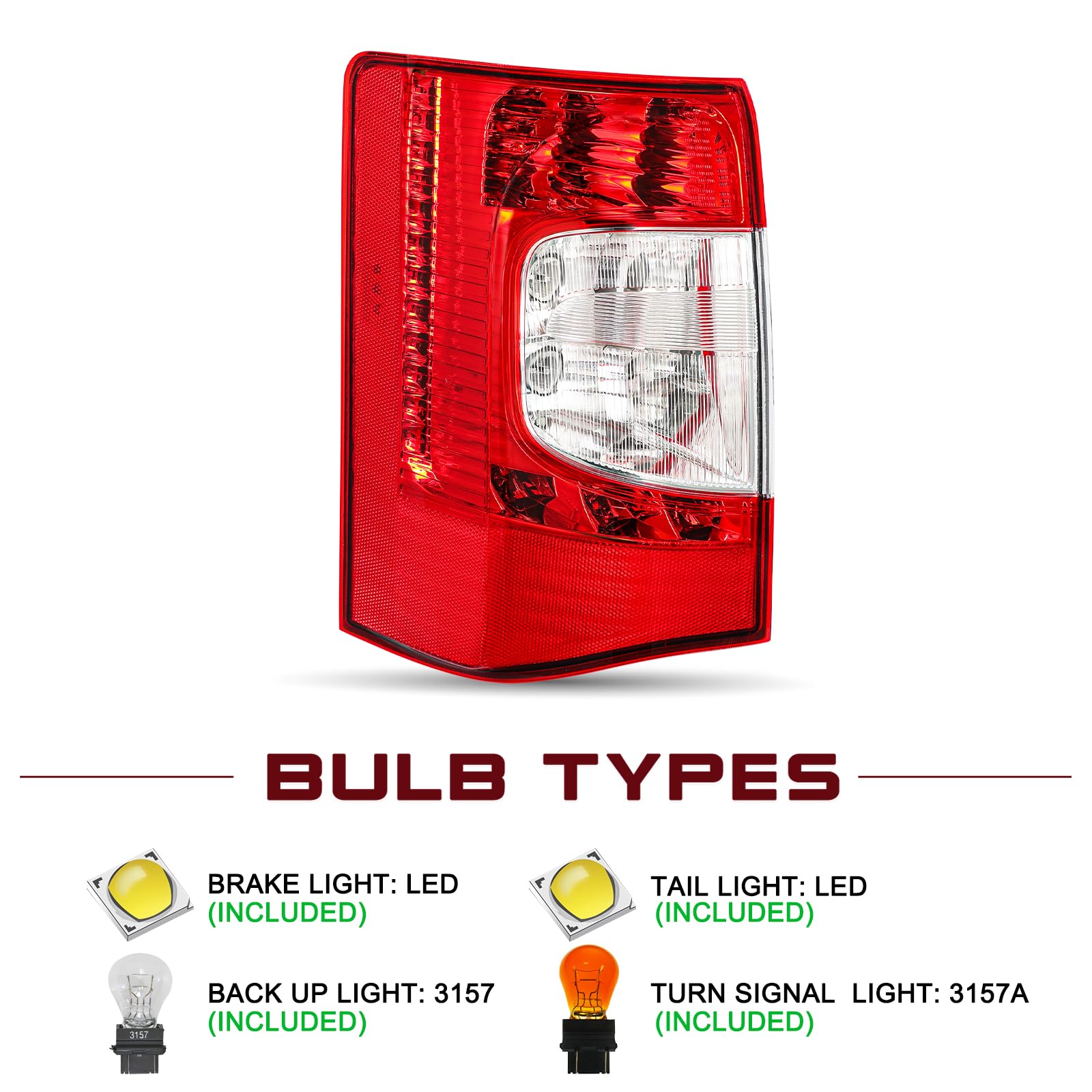 Eagle Eyes Right Passenger Tail Light For 2011-2016 Chrysler Town & Country – DOT/SAE Certified
