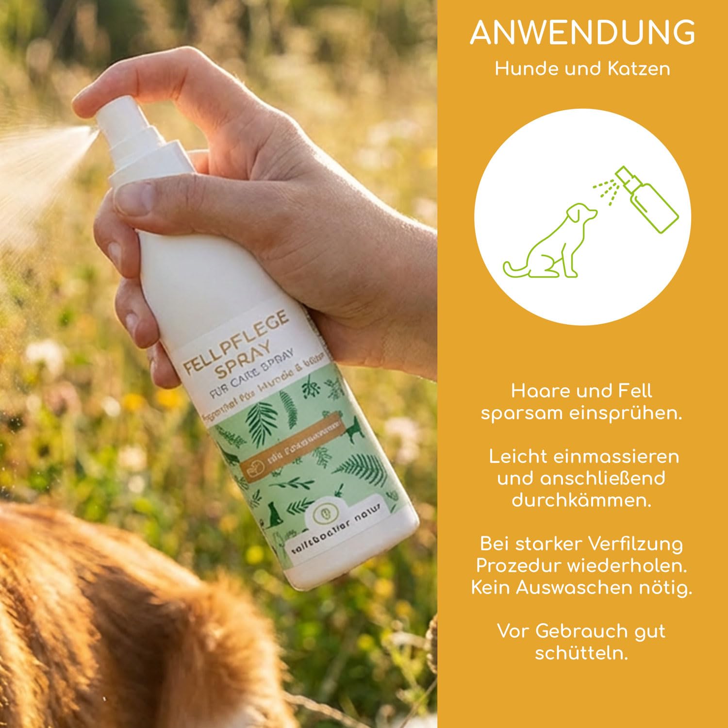 Spray Rozplątujący dla Psów i Kotów – Naturalna Pomoc w Rozczesywaniu i Pielęgnacji Sierści – Usuwa Kołtuny i Sęki – Z Przyjemnym Kokosowym Zapachem dla Lśniącej Sierści 200ml