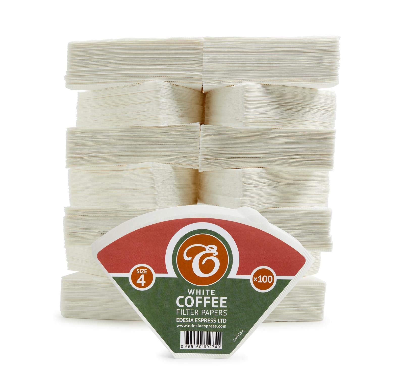 EDESIA ESPRESS – 1500 Cone Coffee Filters in Paper – Coffee Filter No.4 for Manual Coffee Maker, Pour-Over and Gentle Brewing – Size 4 White