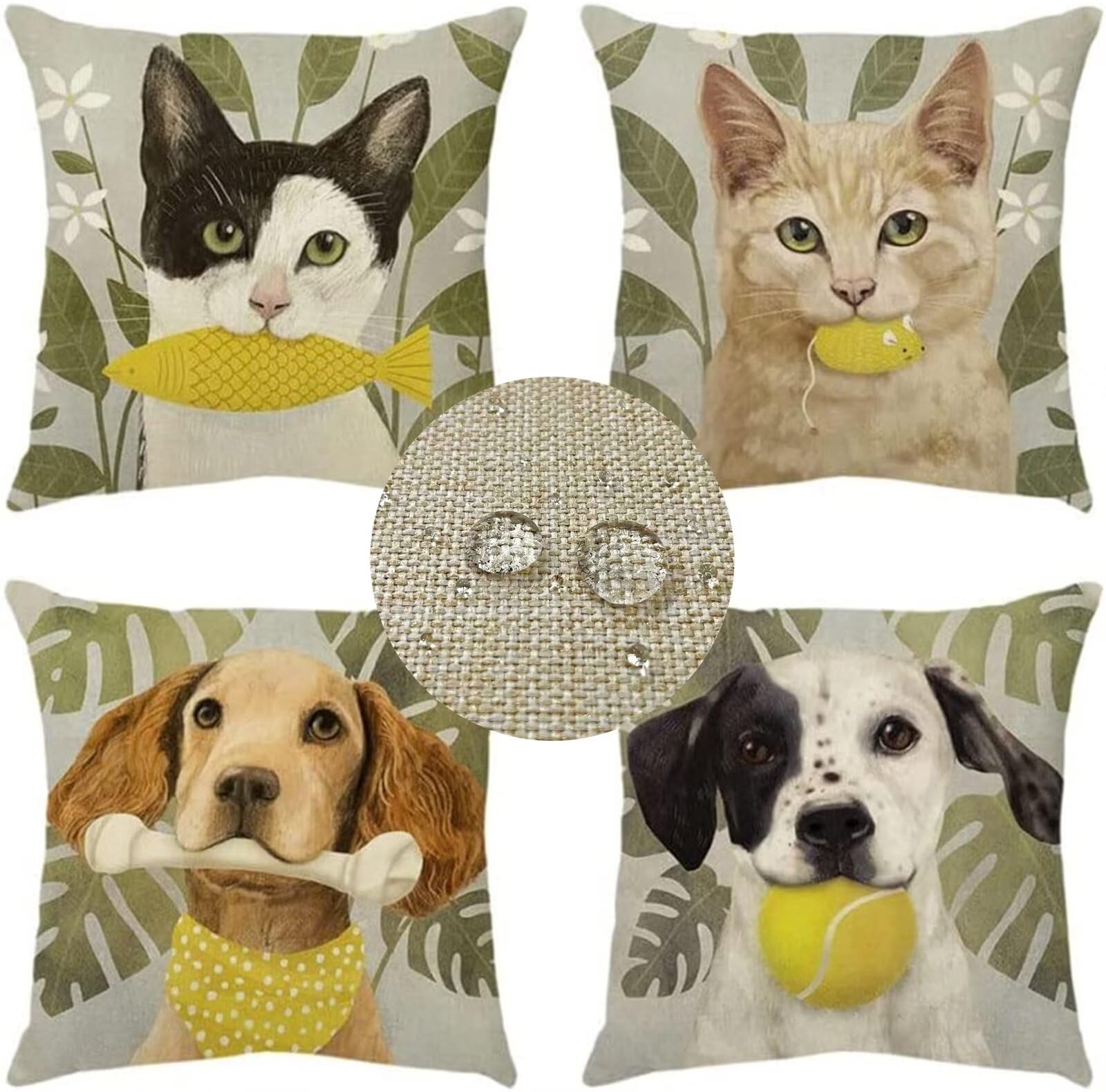 Housse de coussin imperméable 50x50cm en lin haut de gamme motif animaux
