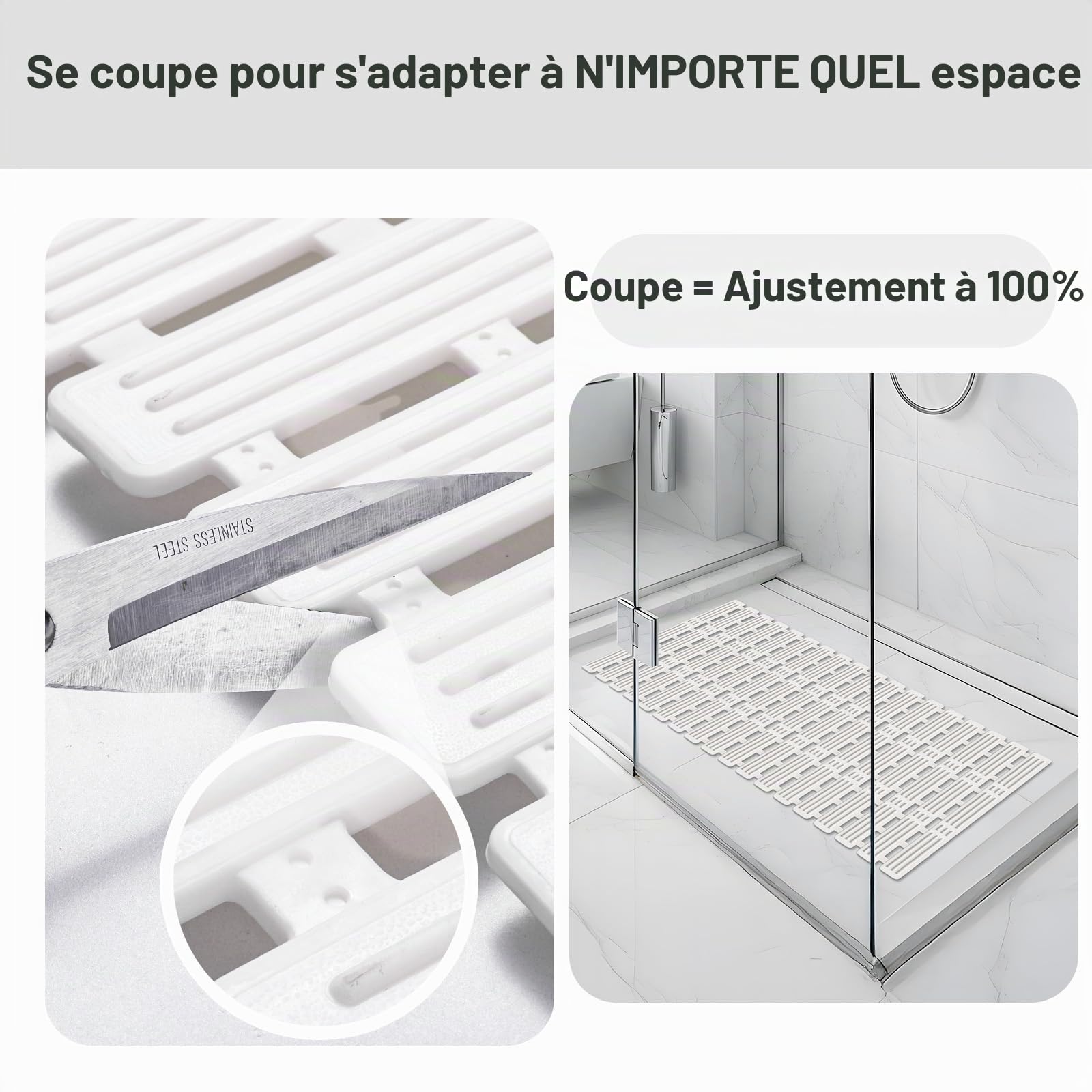 XIYUNTE Tapis de Douche Antidérapant et Anti-Moisissure pour Personnes Âgées - 68 x 40 cm - Tapis de Bain Intérieur avec Ventouses Puissantes