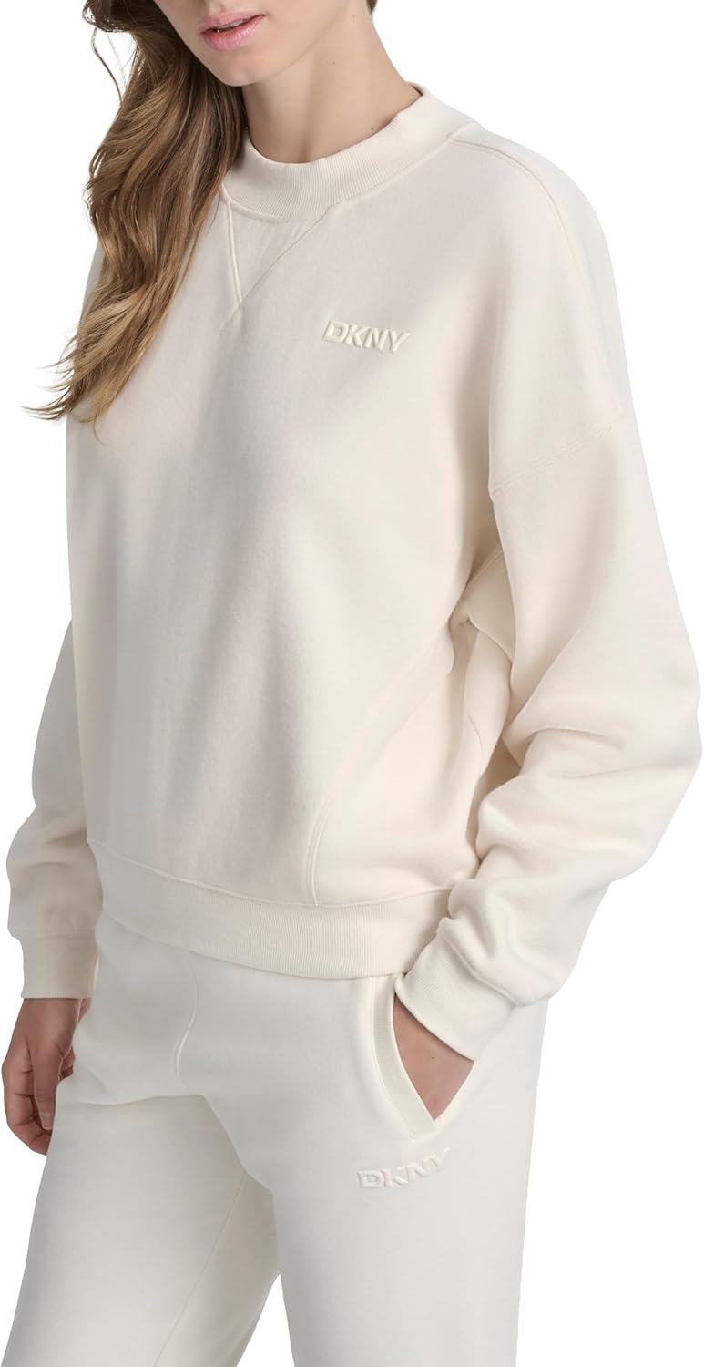 DKNY womens Fleece Pull Over Crewneck Sweatshirt - Image 3