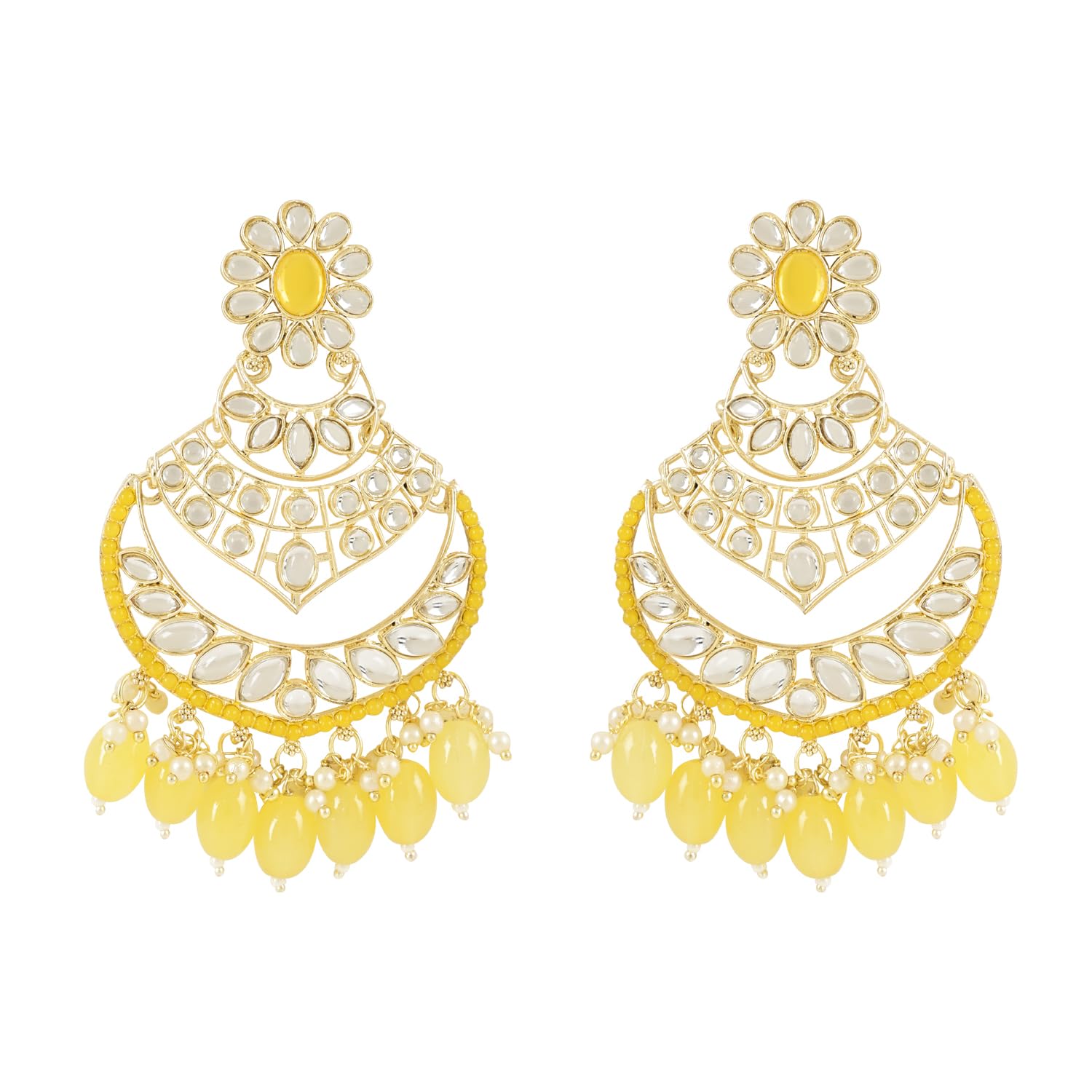 I Jewels Gold Plated Traditional Handcrafted Pearl Kundan Beaded Chandbali Earrings for Women & Girls (E3129Y) (B0C9HRFN4F) Amazon Price History, Amazon Price Tracker