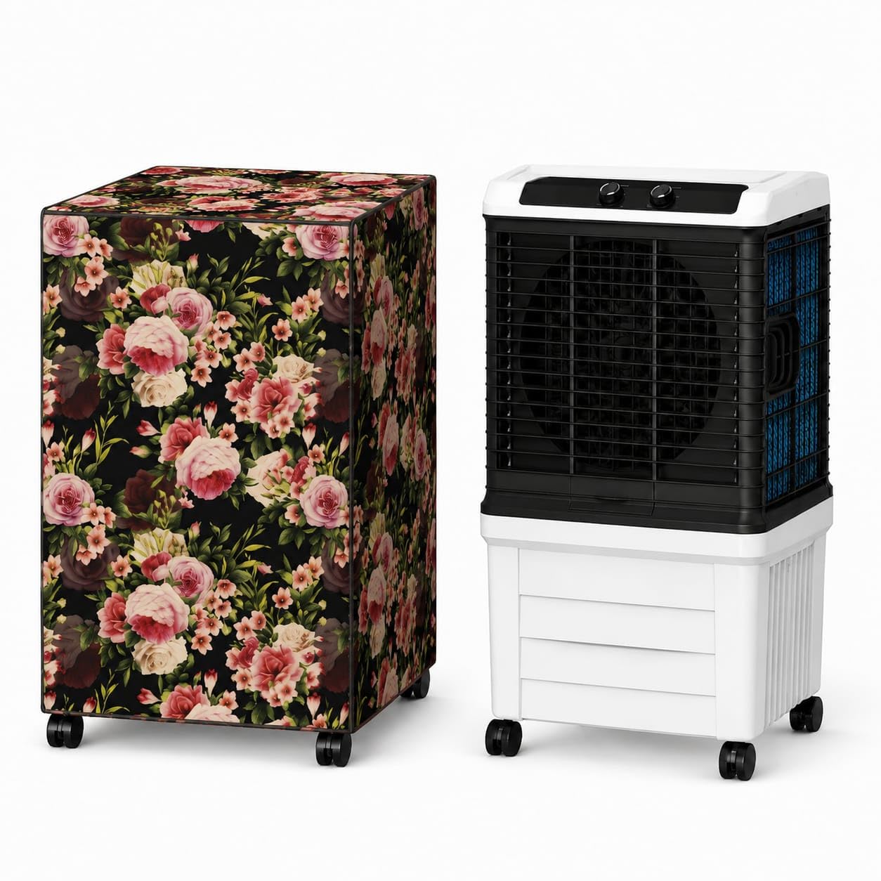 JMT Cooler Cover Compatible for Symphony Arctic Circle 100 Air Cooler (Black Rose Print)-image-0