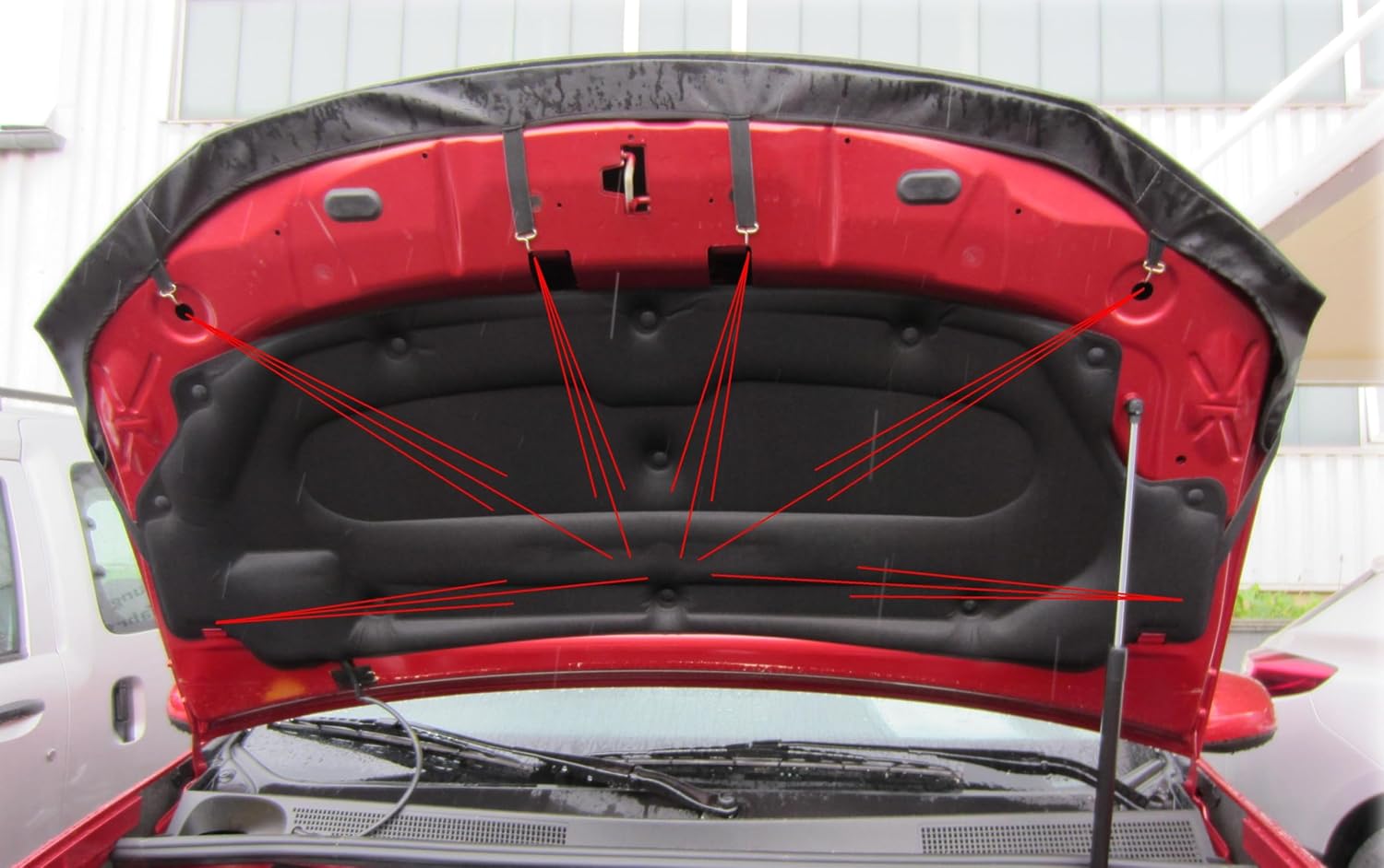 AB-00897c Carbon Fiber Look Hood Bra Compatible with Dacia Renault Sandero Since 2012 Front End Nose Mask Bonnet Bra
