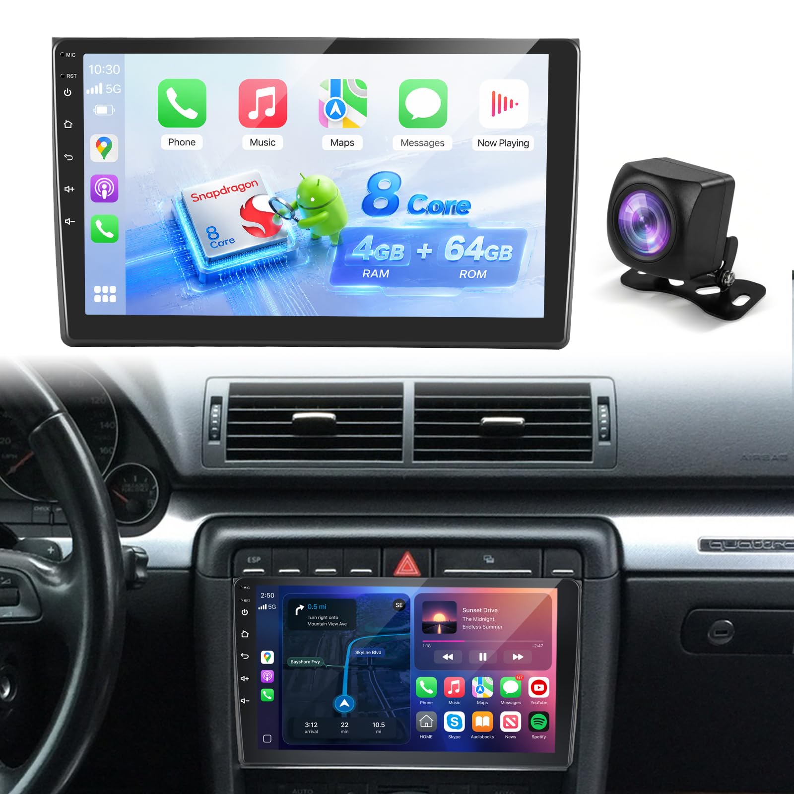 Photo 1 of NHOPEEW Android Car Stereo for Audi A4 S4 RS4 (2002-2008)