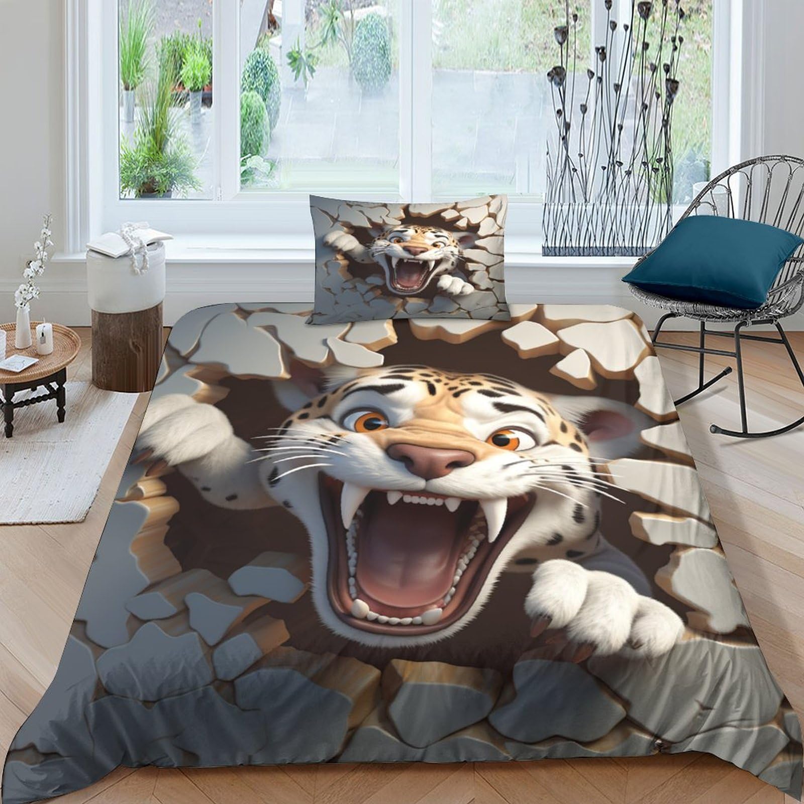 Parure de lit tigre 3D pour chambre d'ado ou adulte adepte de décoration sauvage