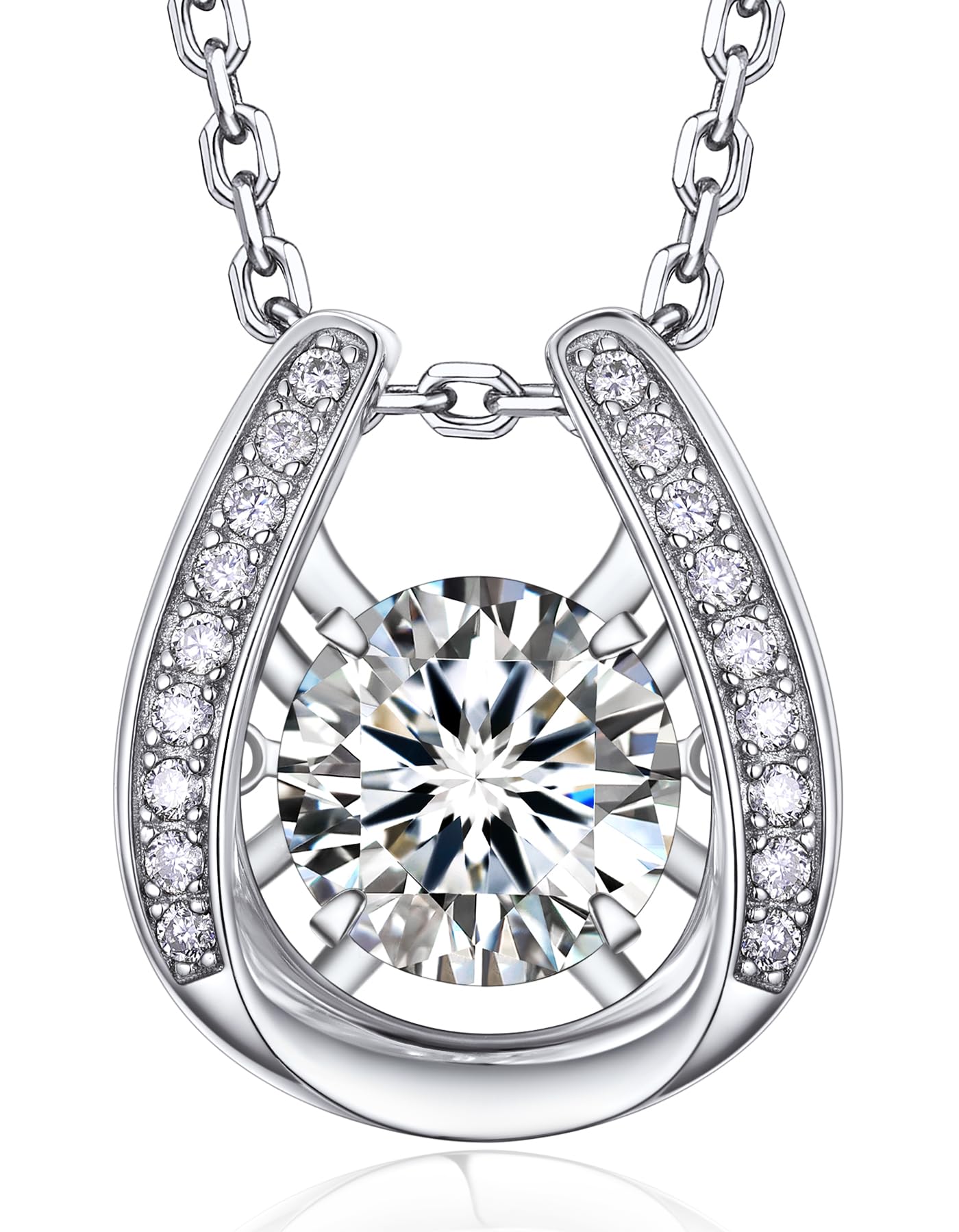MomentWish Punto Luce Collana, 1Ct Moissanite Diamanti Ciondolo Collana Donna Argento 925 con Certificato Gra Gioielli Regalo Festa della Mamma Donna Compleanno