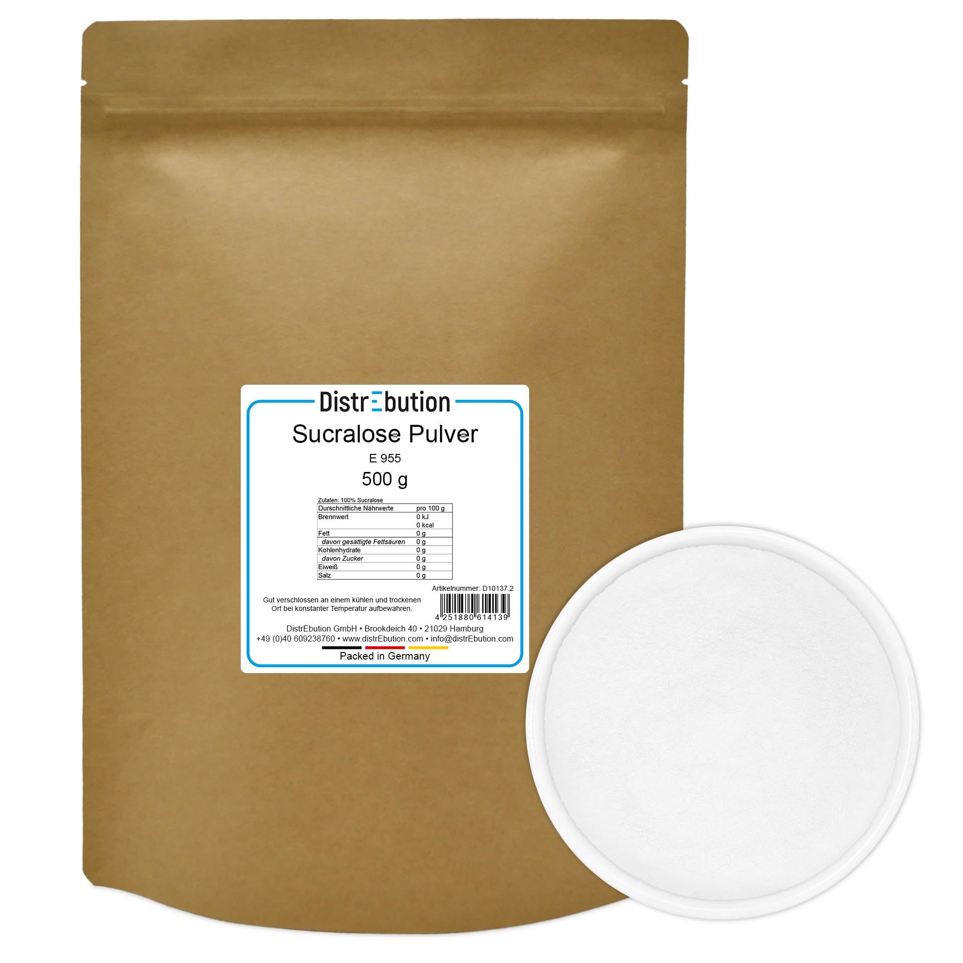 Sucralose Pulver kalorienfreier Zuckerersatz 500g Süßstoff 600x süßer als Zucker