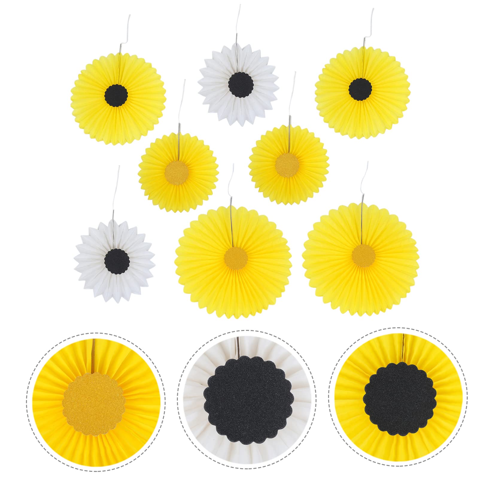 Abaodam 24pièces Décoration De Fête Anniversaire De Éventails Papier Tournesol pour Mariages Et Célébrations Décorations Murales Élégantes Et Festives