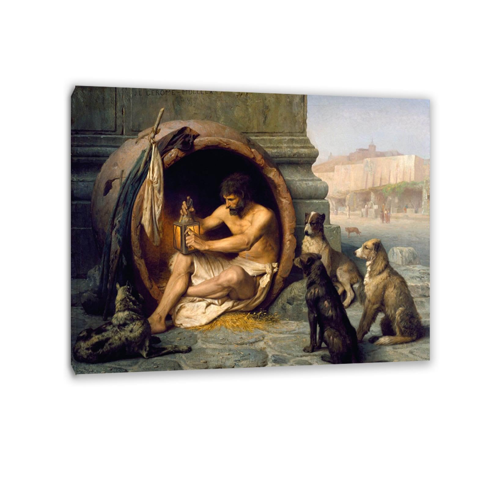 Klasyczny obraz na płótnie sztuka ścienna - Jean Leon Gerome słynne wydruki ścienne reprodukcja na płótnie, plakat diogenes, dzieło sztuki, obrazy na płótnie, do dekoracji domu, 30 x 40 cm, oprawione