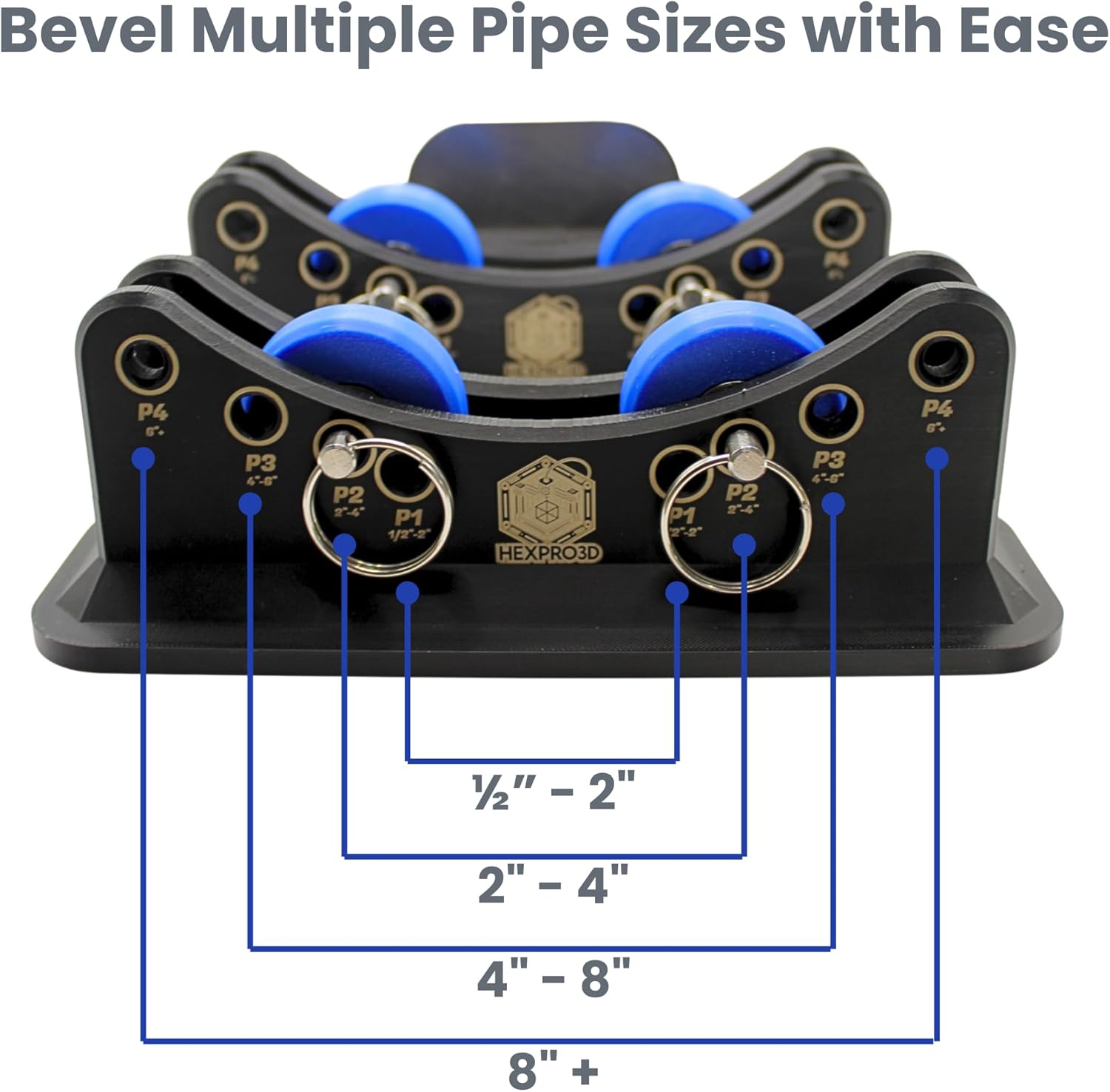 Magnetic Pipe Bevel Roller System for Welding & Fabrication – Adjustable Pipe Sizes, Turning Roller Stand for Grinding, Pipe Prep & Beveling – Fits 1/2" to 10" Pipe by HexPro3D