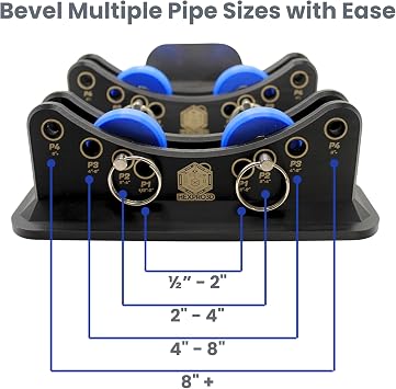 Magnetic Pipe Bevel Roller System for Welding & Fabrication Adjustable Pipe Sizes, Turning Roller Stand for Grinding, Pipe Prep & Beveling Fits 1/2 to 10 Pipe by HexPro3D