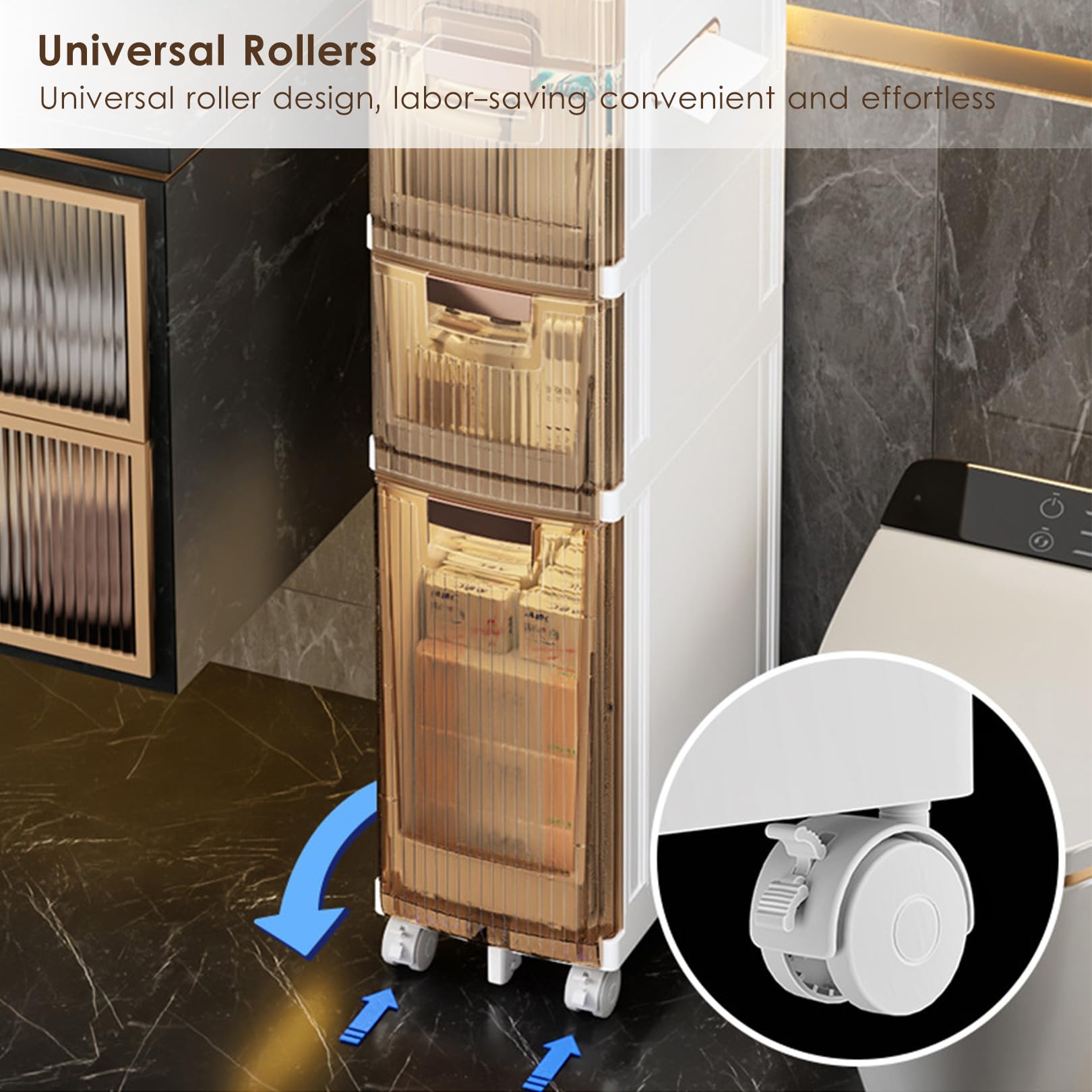 Cajones de almacenamiento apilables con ruedas, gabinete de piso de esquina Vertical, carrito de almacenamiento Estrecho y Delgado de 2/3/4 niveles para cocina, baño pequ