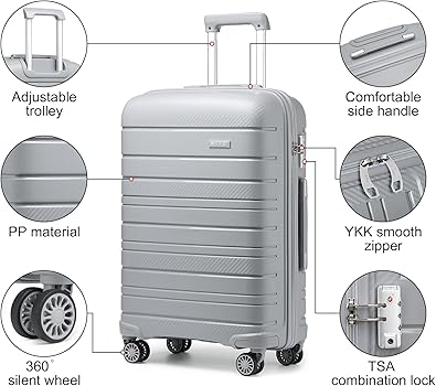 Trolley 55x40x20 KONO Valigia Grande 75cm Rigida Valigia 55x40x20