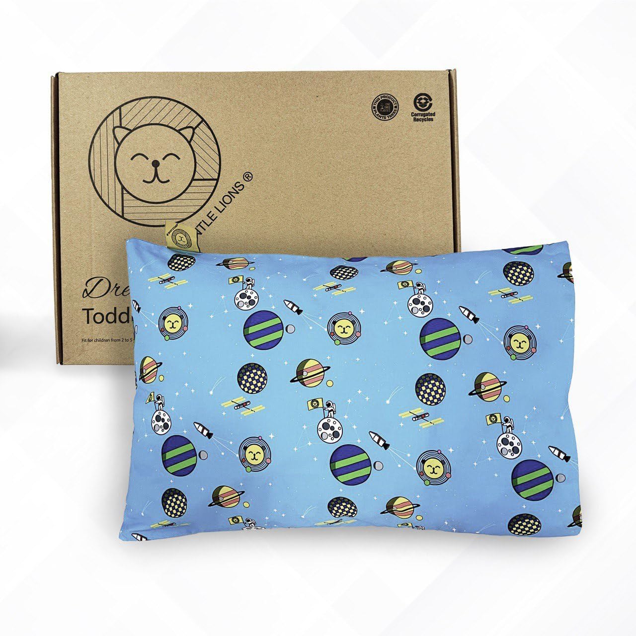 Gentle Lions Dream Explorer 18x13 Organic Cotton Toddler Pillow and Pillowcase